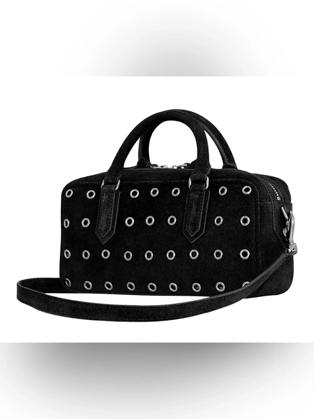 Rebecca Minkoff Black Suede Grommet Satchel